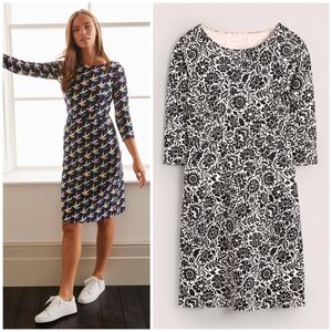 Boden | Dresses | Boden Black White Patterned Jersey Penny Dress 8 |  Poshmark